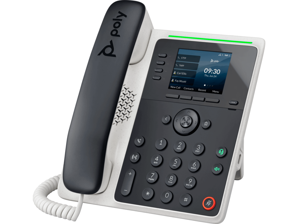 Poly Edge E220 IP Phone and PoE-enabled (82M87AA) điện thoại IP Phone Poly 2025 Điện thoại IP Phone Poly 82M87AA đang hoạt động